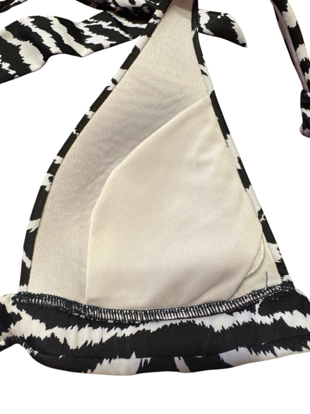 Vintage Victoria's Secret Black & White Zebra Halter Bikini Top-Size Small - Picture 2 of 3